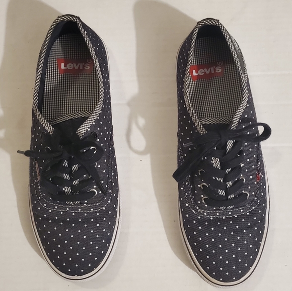Levi's Maddy Black White Polka Dot Sneakers 6 - Picture 10 of 11